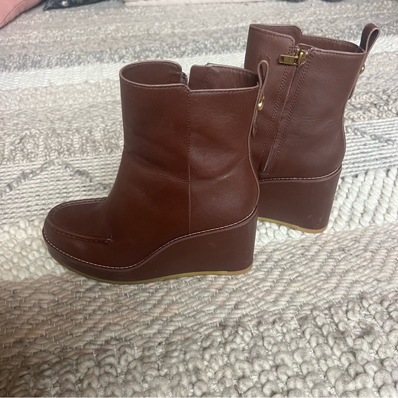 Coach Brady Booties Women Size 8 Brown Leather Wedge Ankle Boots Platform Casual - Picture 6 of 10